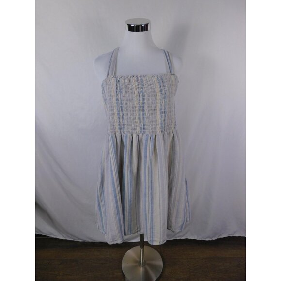 American Eagle 2XL Blue Striped Smocked Sundress Lined Cottagecore - Picture 1 of 12